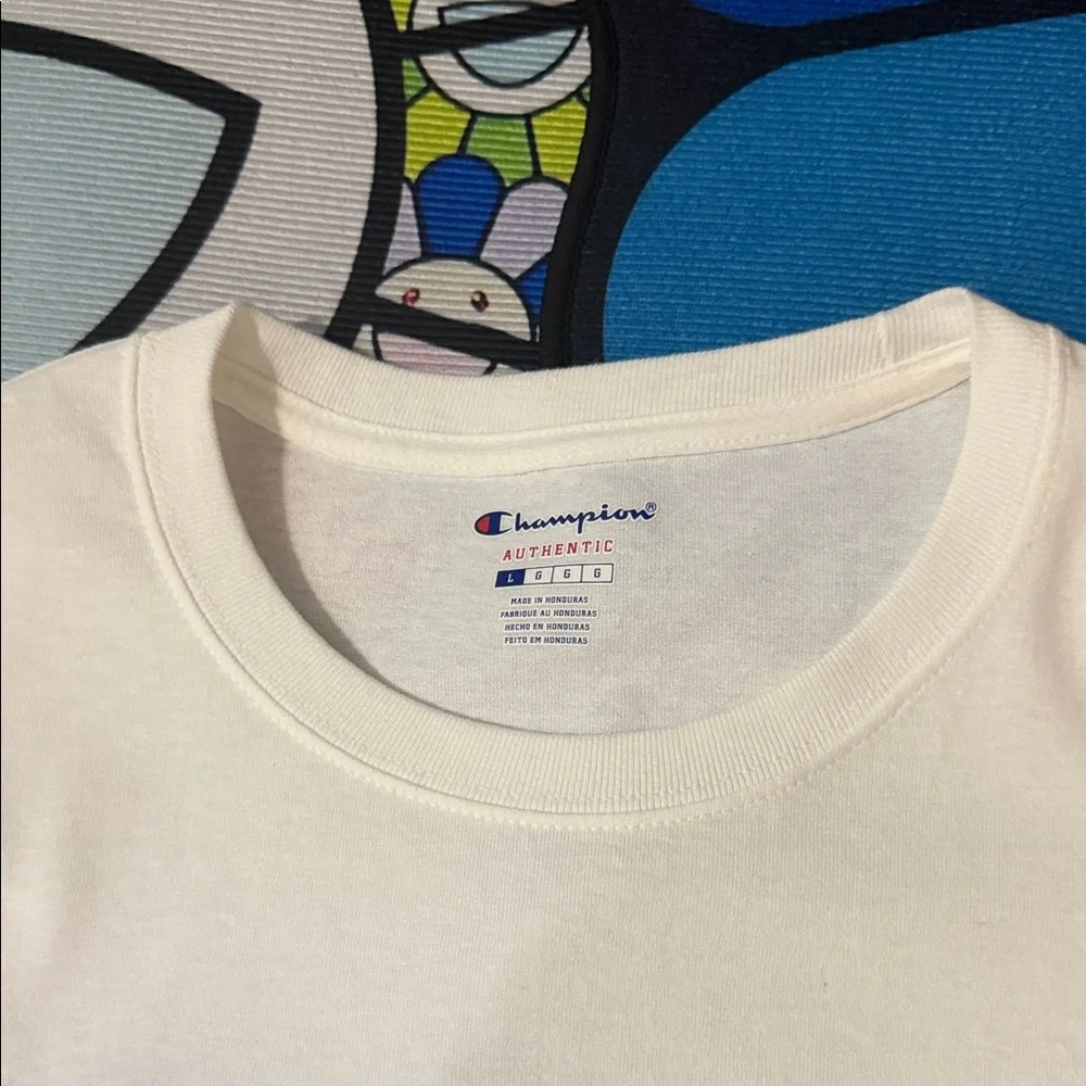 Champion Cream T-Shirt with Blue "Nacional Trading Co." Graphic - Picture 6 of 13